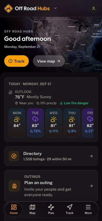 The GoHubs app dashboard